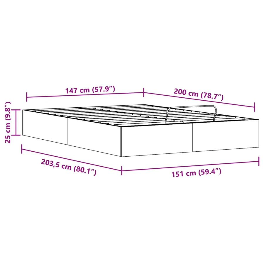 Cadre de lit ottoman avec rangement Brun Ciré 150 x 200 cm - 11