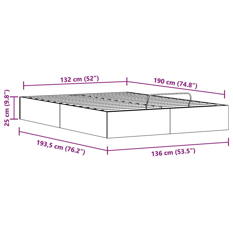 Cadre de lit ottoman avec rangement Brun Ciré 135 x 190 cm - 11