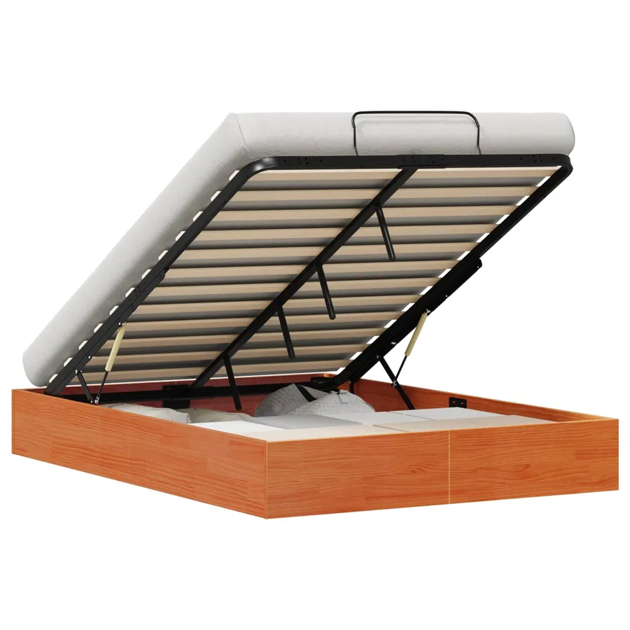 Cadre de lit ottoman avec rangement Brun Ciré 135 x 190 cm - 2