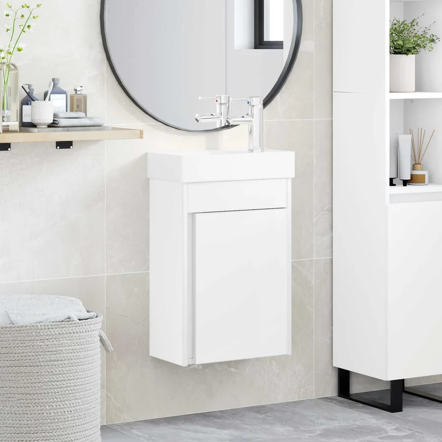 Meuble de salle de bain avec robinet Blanc 40,5 x 22,5 x 62 cm