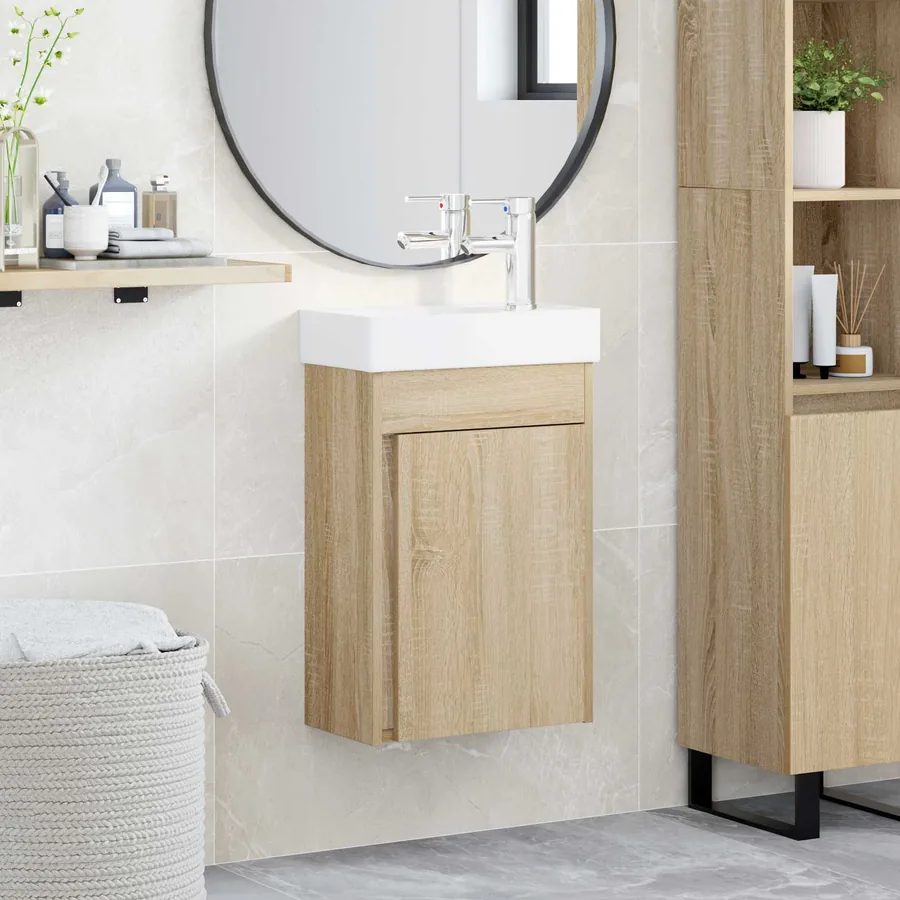 Meuble de salle de bain avec robinet Chêne Sonoma