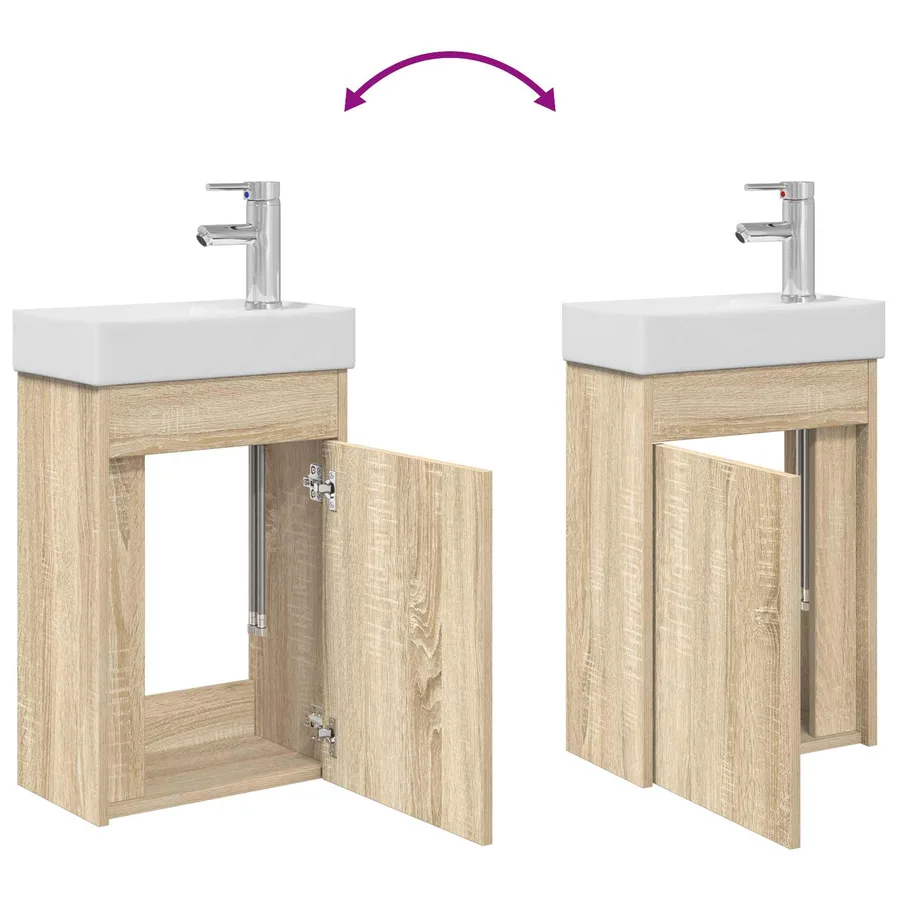 Meuble de salle de bain avec robinet Chêne Sonoma - 9