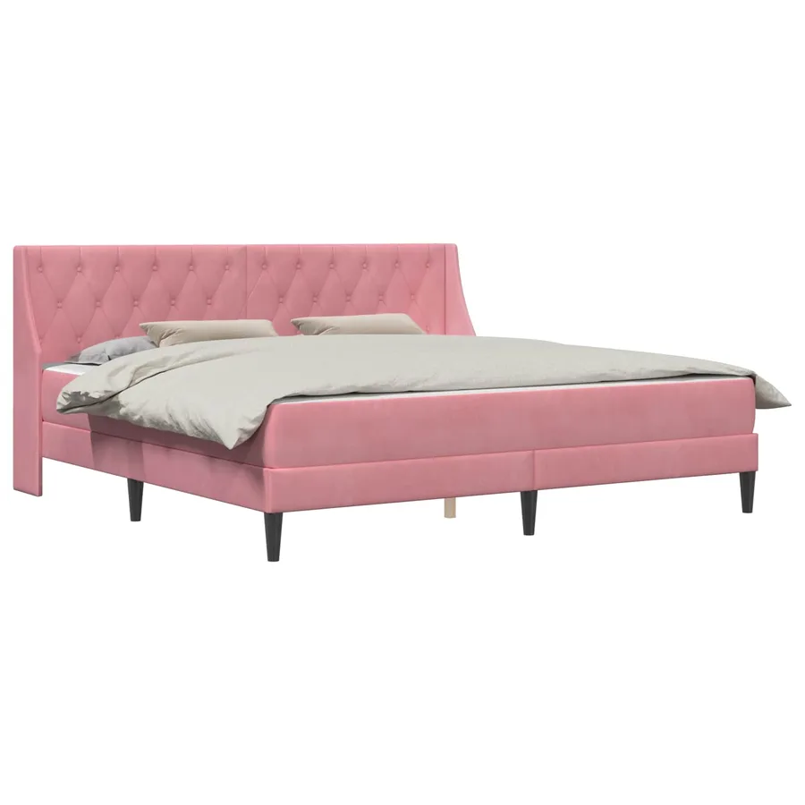 Cadre de lit avec matelas Rose 200 x 200 cm Velours - 2
