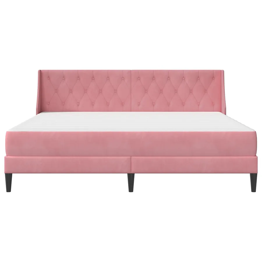 Cadre de lit avec matelas Rose 200 x 200 cm Velours - 6