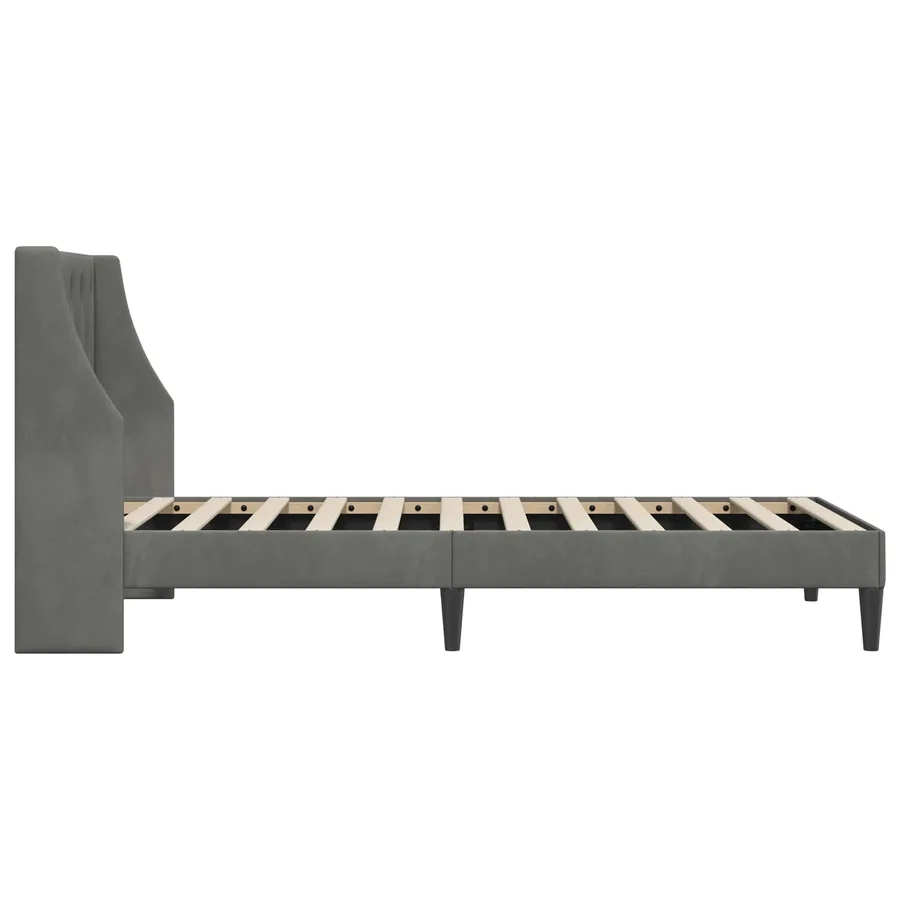Cadre de lit avec tête de lit Gris foncé 90 x 200 cm Velours - 5