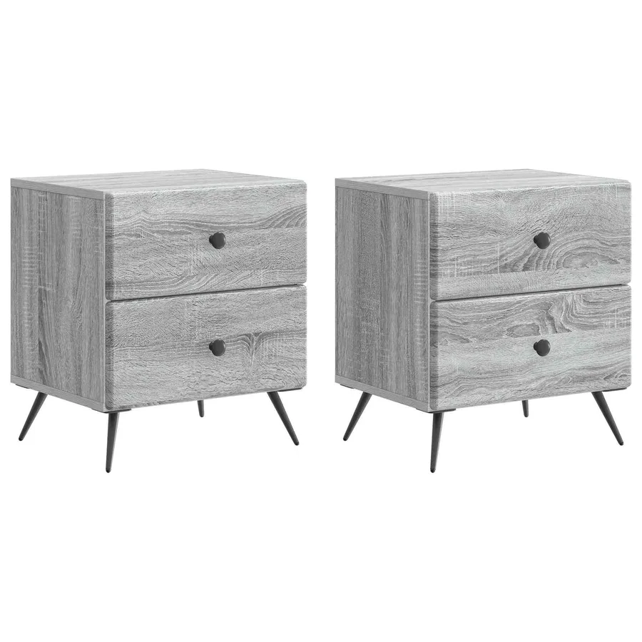 Cabinet de chevet 2 pcs Sonoma gris 43 x 34,5 x 47,5 cm - 2