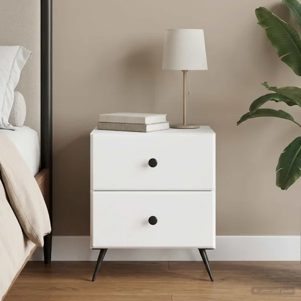 Cabinet de chevet Blanc 43 x 34,5 x 47,5 cm Bois d'ingénierie