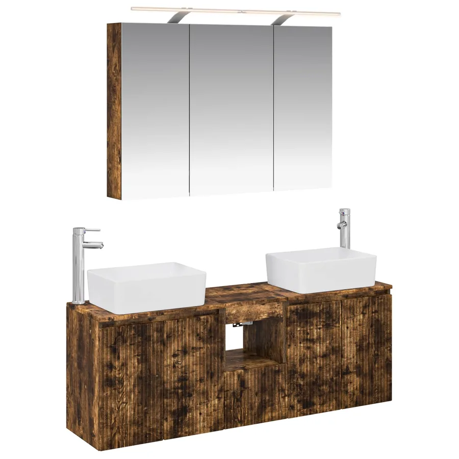 Ensemble d'armoire de salle de bain 4 pcs Chêne fumé - 2