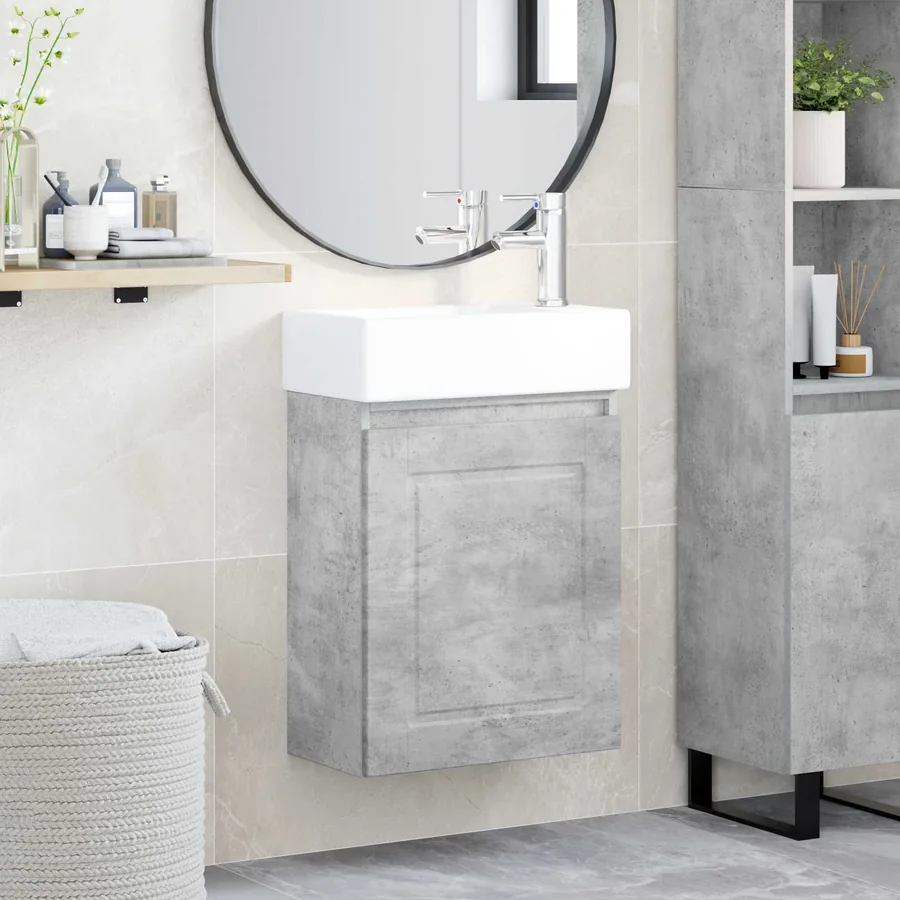 Meuble de salle de bain avec robinet Gris béton