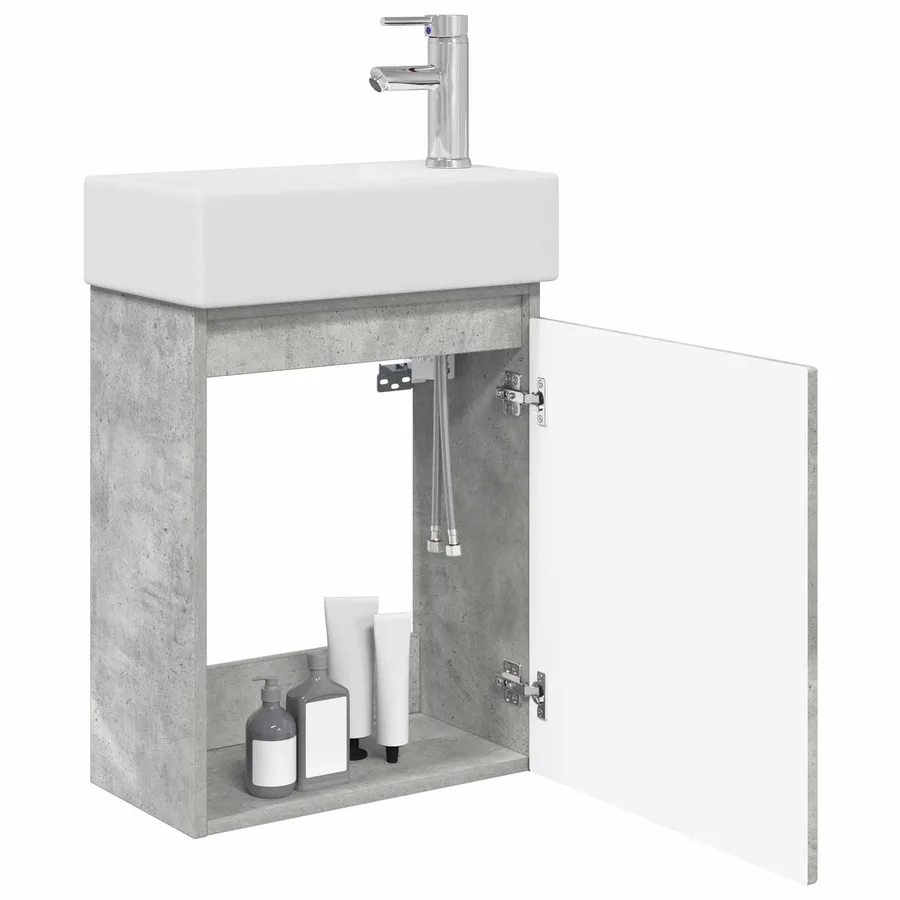 Meuble de salle de bain avec robinet Gris béton - 3