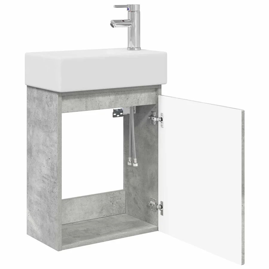 Meuble de salle de bain avec robinet Gris béton - 4