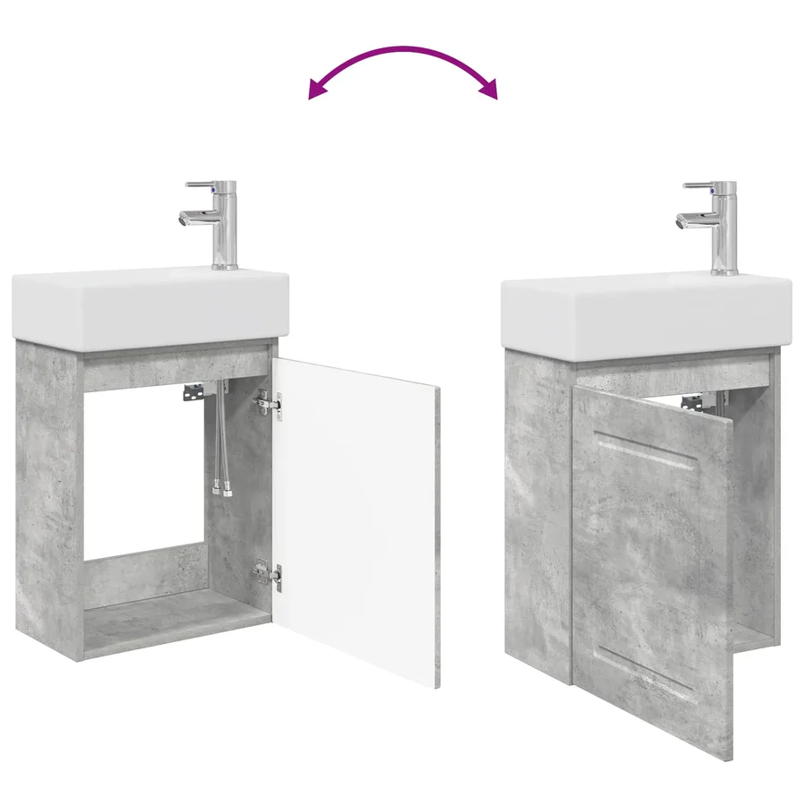 Meuble de salle de bain avec robinet Gris béton - 9