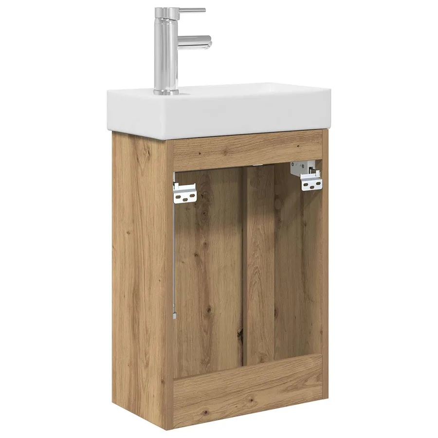 Meuble de salle de bain avec robinet Chêne artisanal - 7