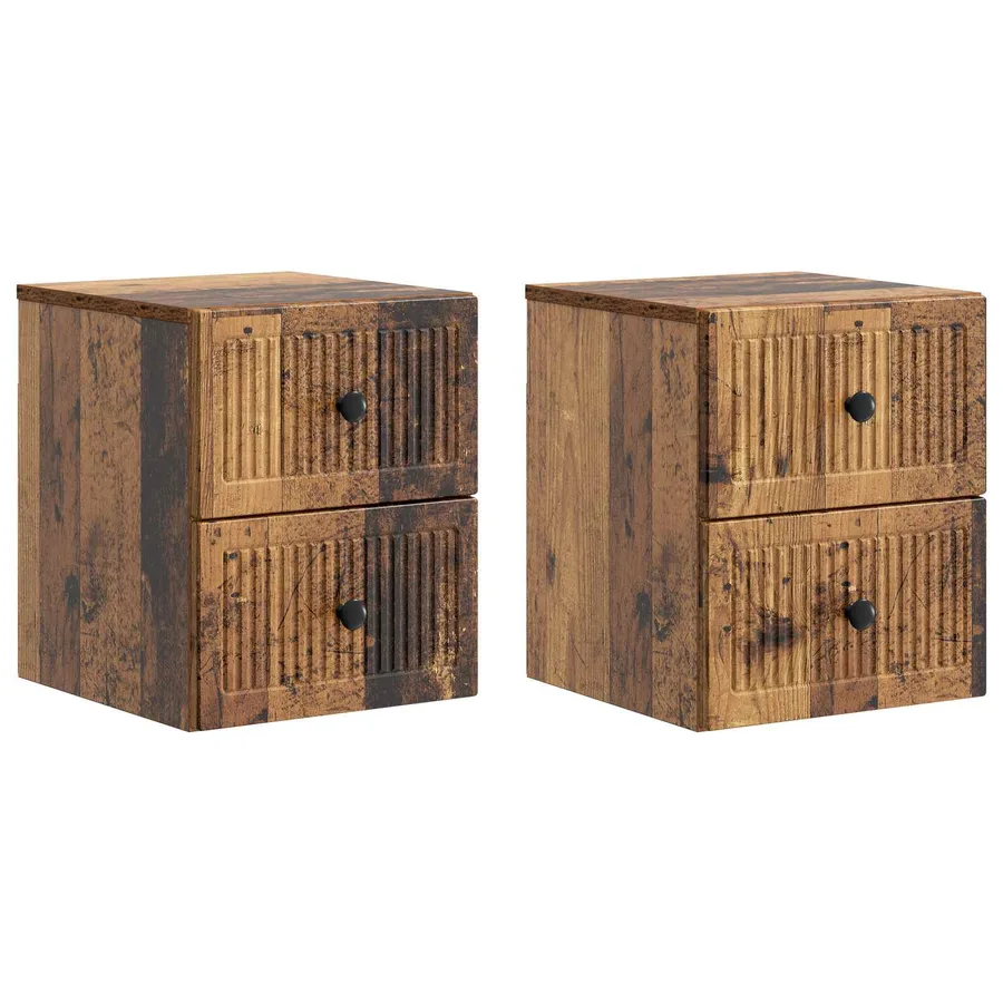 Cabinet de chevet mural 2 pcs Bois ancien 33 x 34,5 x 40 cm - 2