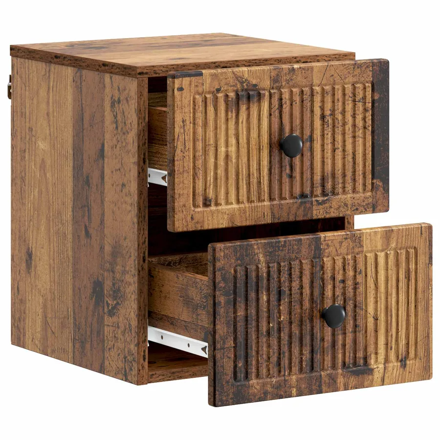 Cabinet de chevet mural 2 pcs Bois ancien 33 x 34,5 x 40 cm - 6