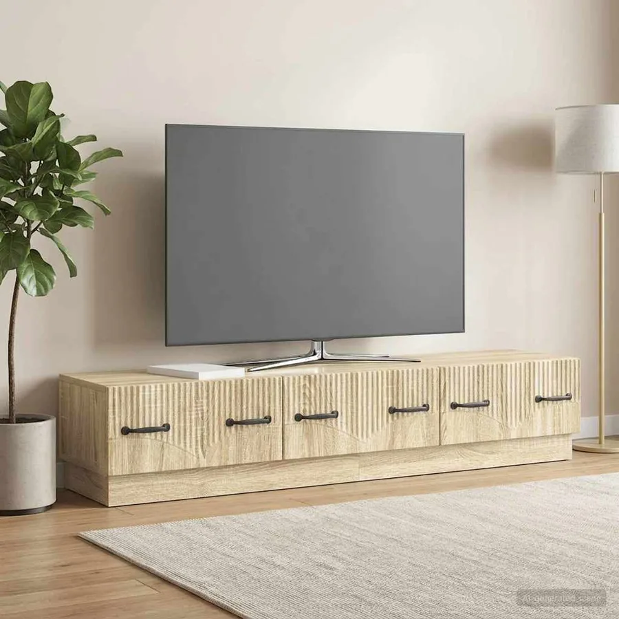Meuble TV Chêne Sonoma 147 x 34,5 x 27 cm Bois d'ingénierie - 4