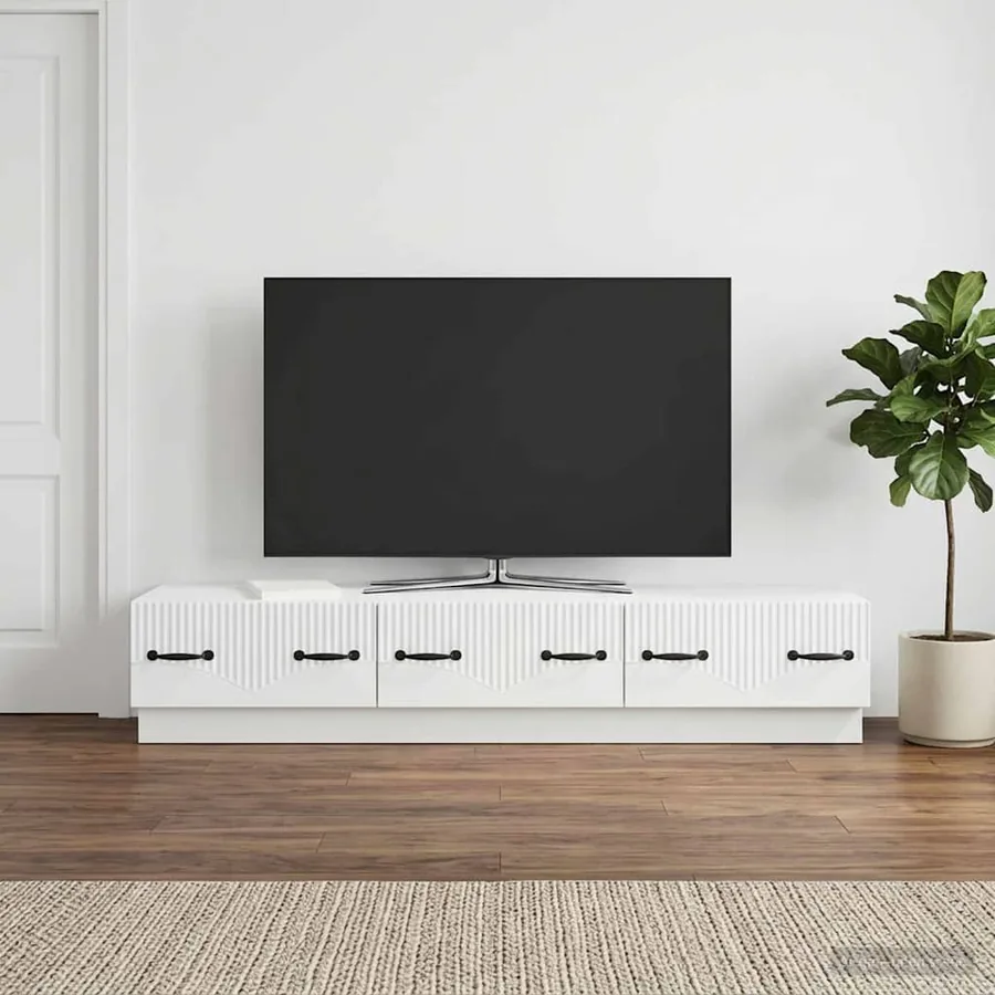 Meuble TV Blanc 147 x 34,5 x 27 cm Bois d'ingénierie
