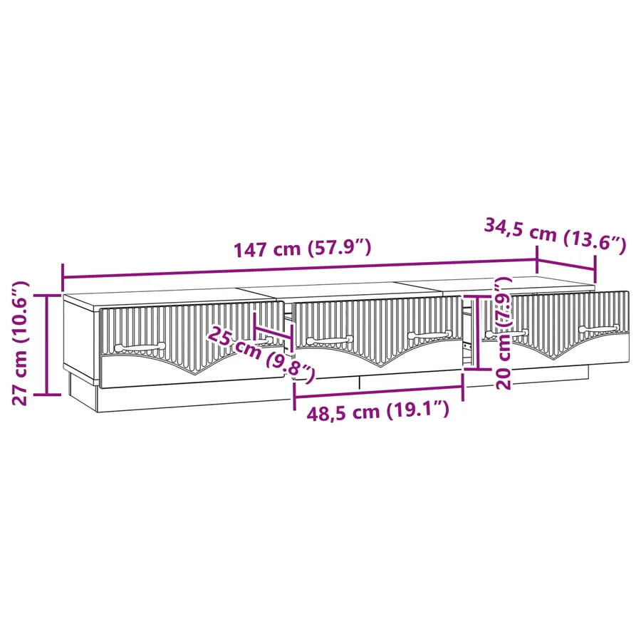 Meuble TV Blanc 147 x 34,5 x 27 cm Bois d'ingénierie - 11
