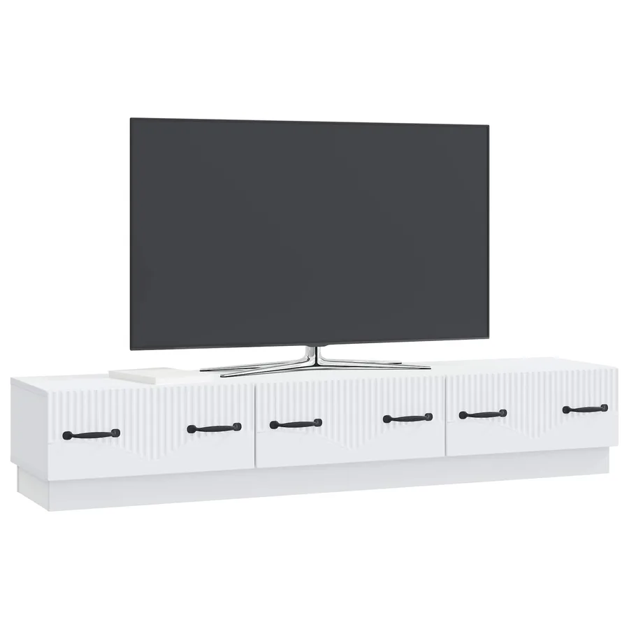Meuble TV Blanc 147 x 34,5 x 27 cm Bois d'ingénierie - 3