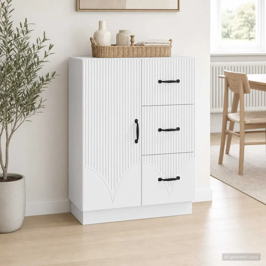 Buffet Blanc 66 x 34,5 x 87 cm Bois d'ingénierie