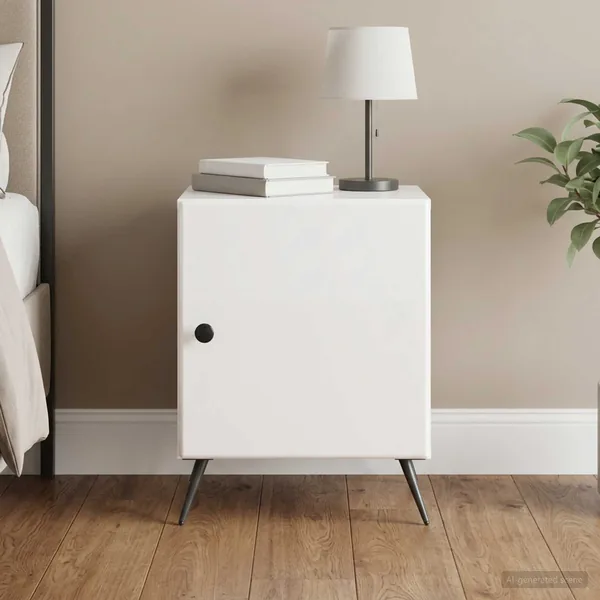 Cabinet de chevet Blanc brillant 43 x 34,5 x 50 cm