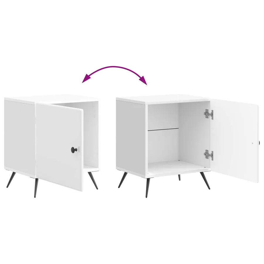 Cabinet de chevet Blanc brillant 43 x 34,5 x 50 cm - 10