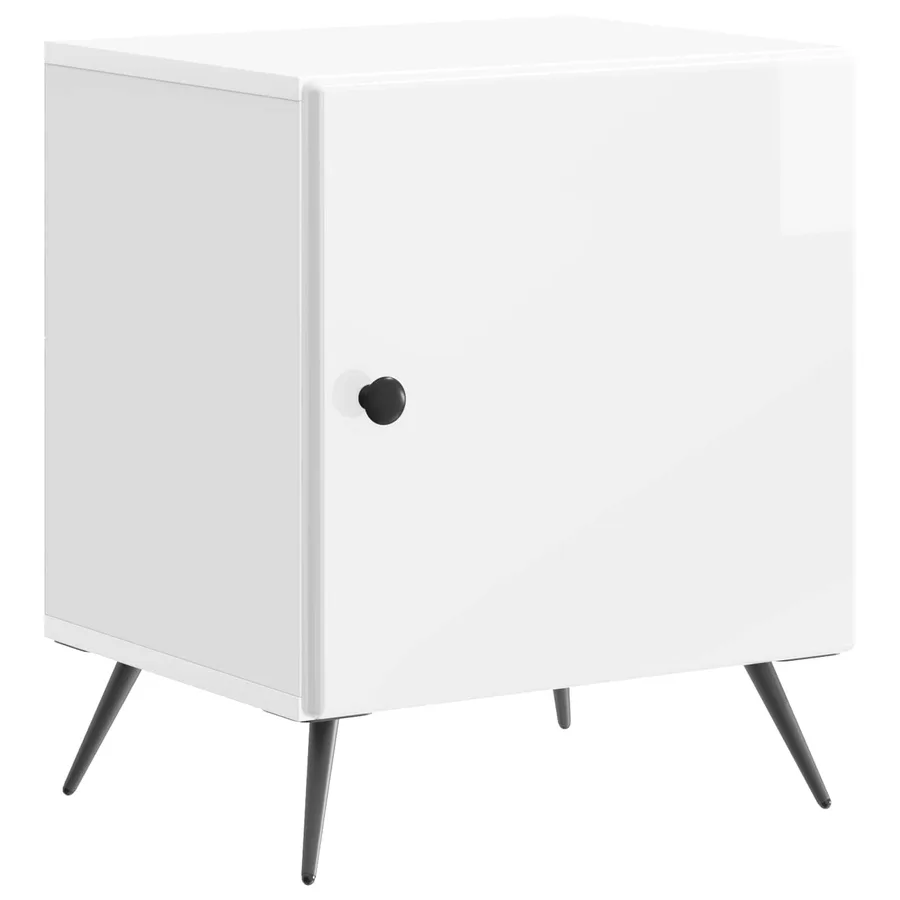 Cabinet de chevet Blanc brillant 43 x 34,5 x 50 cm - 2