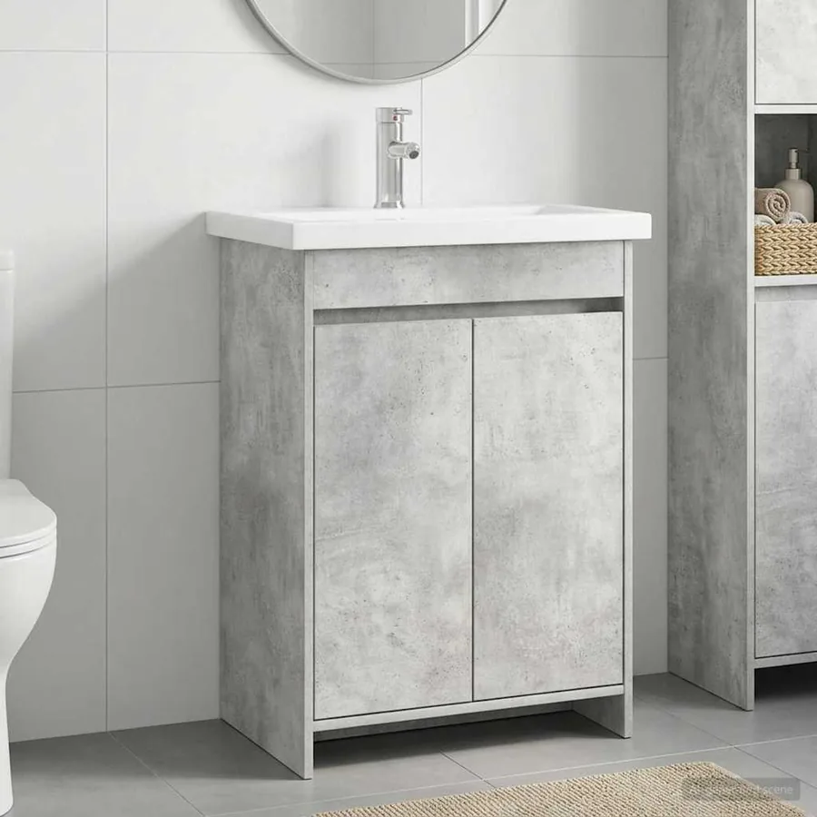 Ensemble de mobilier de salle de bain Gris béton