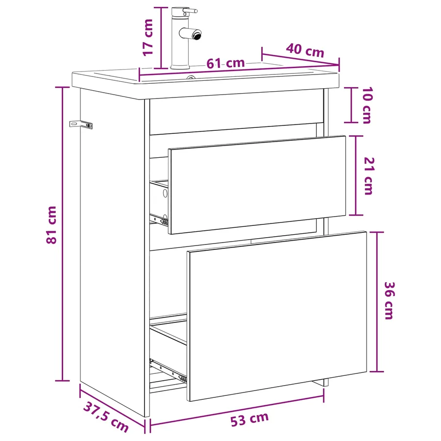 Ensemble de mobilier de salle de bain Sonoma gris - 11