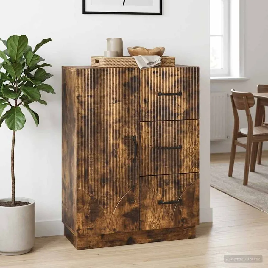Buffet Chêne fumé 66 x 34,5 x 87 cm Bois d'ingénierie