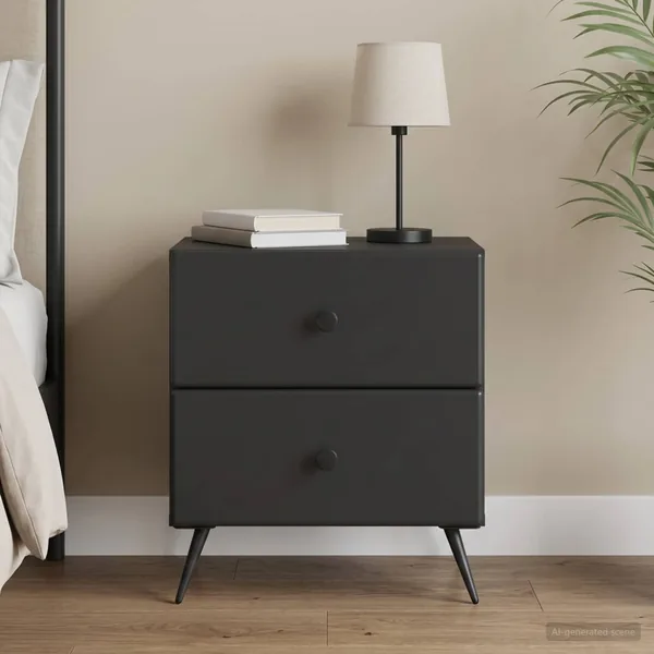 Cabinet de chevet Noir 43 x 34,5 x 47,5 cm Bois d'ingénierie