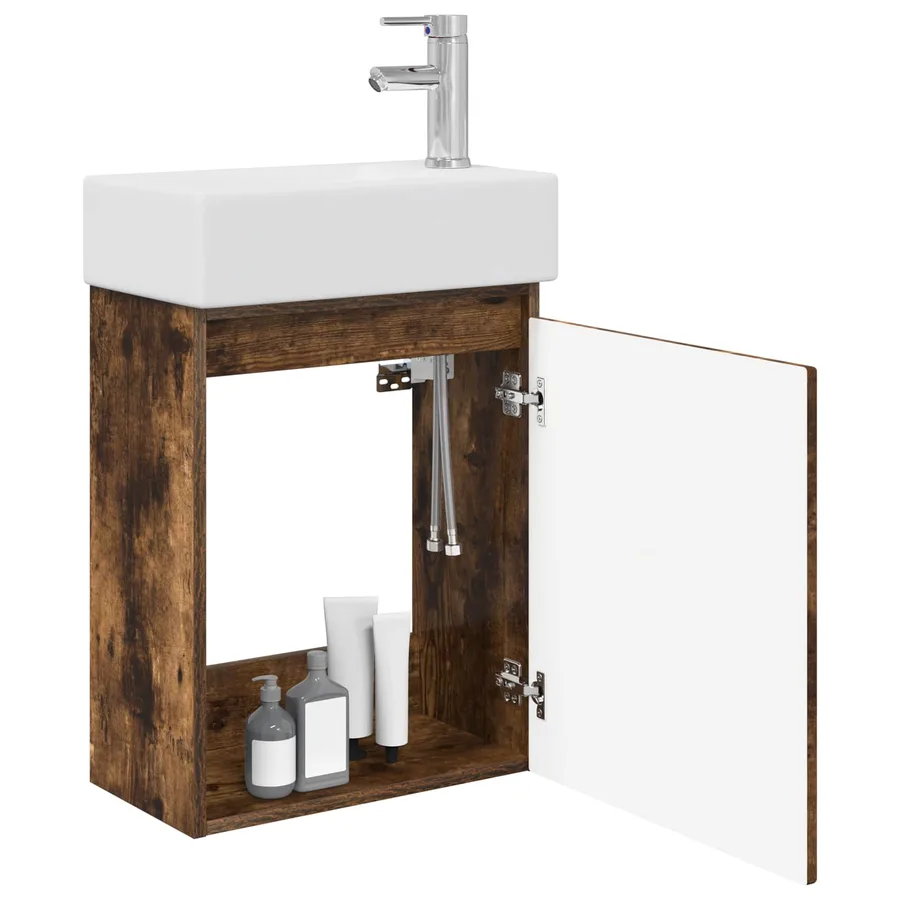 Meuble de salle de bain avec robinet Chêne fumé - 3