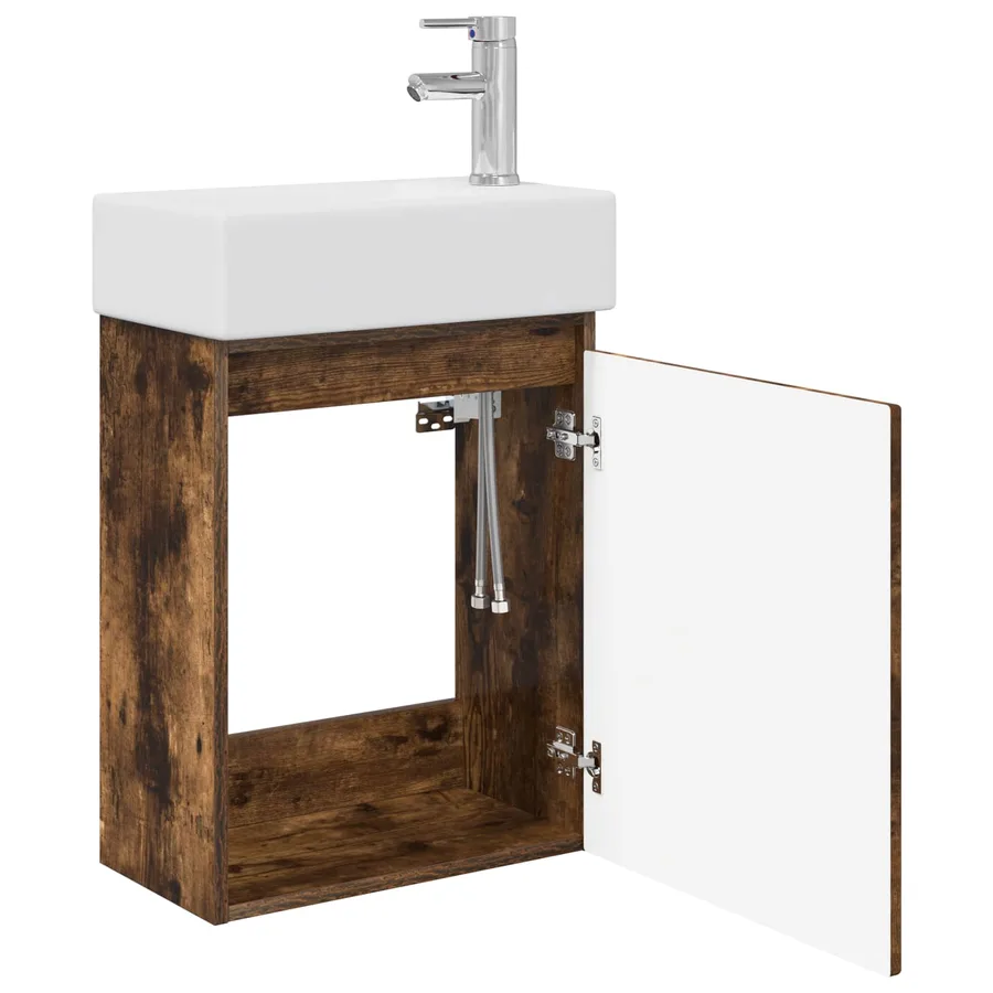 Meuble de salle de bain avec robinet Chêne fumé - 4
