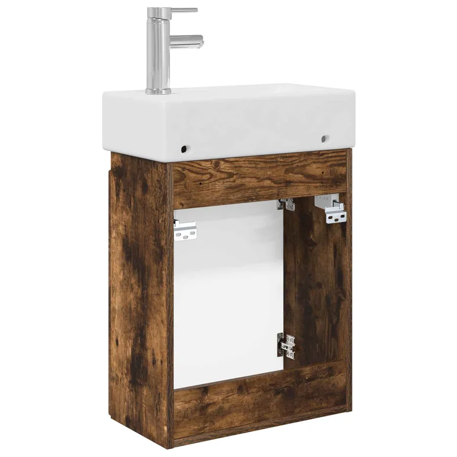 Meuble de salle de bain avec robinet Chêne fumé - 7