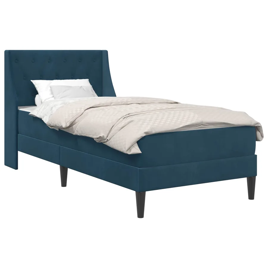 Cadre de lit avec matelas avec matelas Bleu 80 x 200 cm Velours - 2