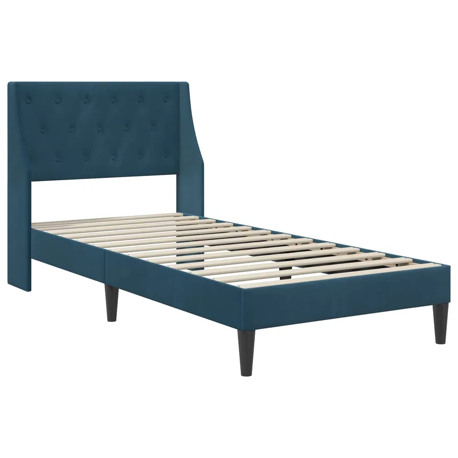 Cadre de lit avec matelas avec matelas Bleu 80 x 200 cm Velours - 4
