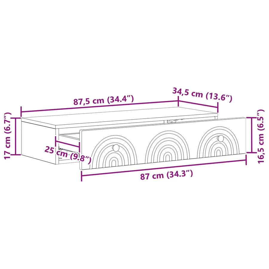 Table d'appoint murale Blanc brillant 87,5 x 34,5 x 17 cm - 10