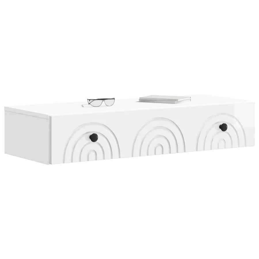 Table d'appoint murale Blanc brillant 87,5 x 34,5 x 17 cm - 3