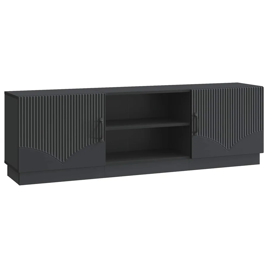 Meuble TV Noir 150 x 31 x 47 cm Bois d'ingénierie - 2