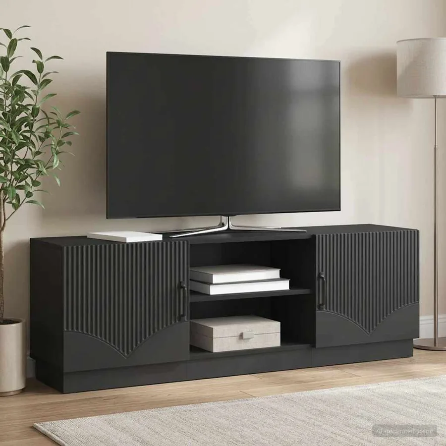 Meuble TV Noir 150 x 31 x 47 cm Bois d'ingénierie - 4