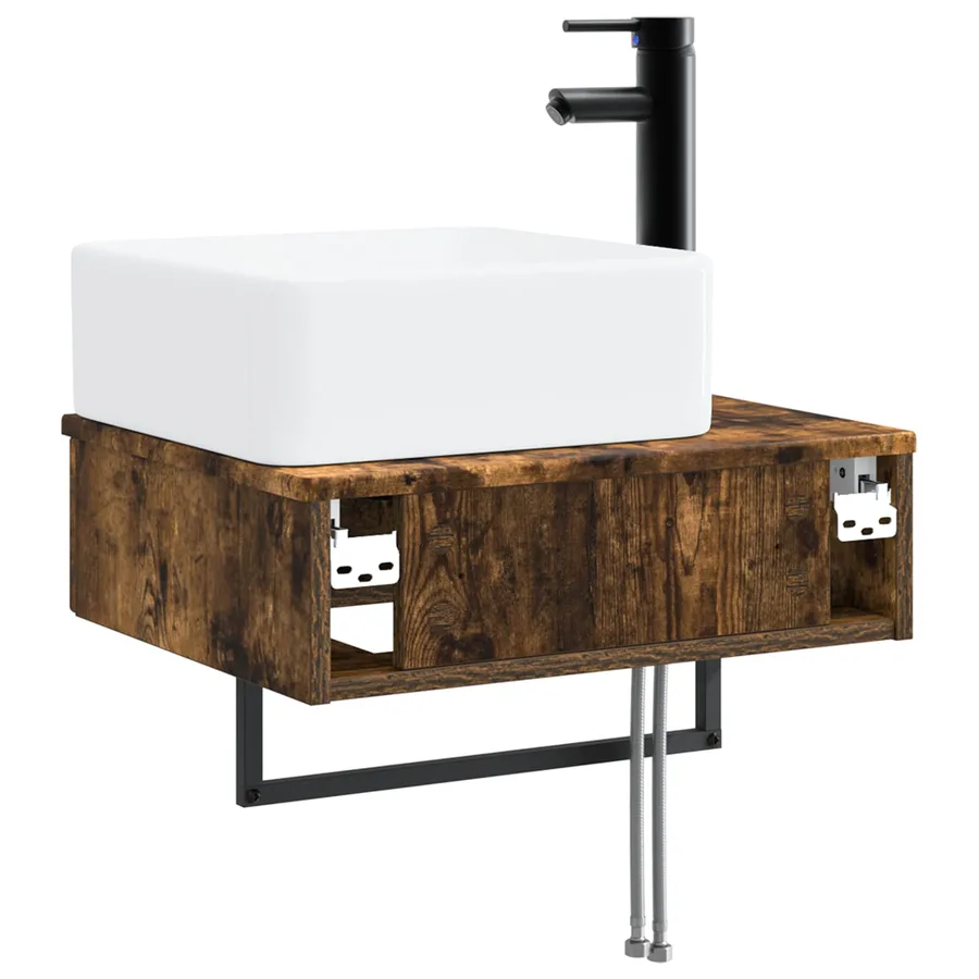 Basin de lavage mural Chêne fumé 53 x 35 x 39 cm - 5