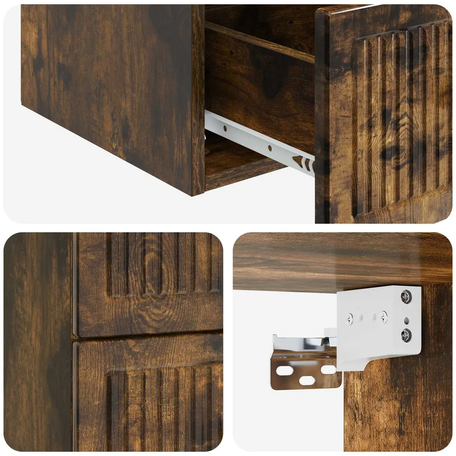 Cabinet de chevet mural 2 pcs Chêne fumé 33 x 34,5 x 40 cm - 10