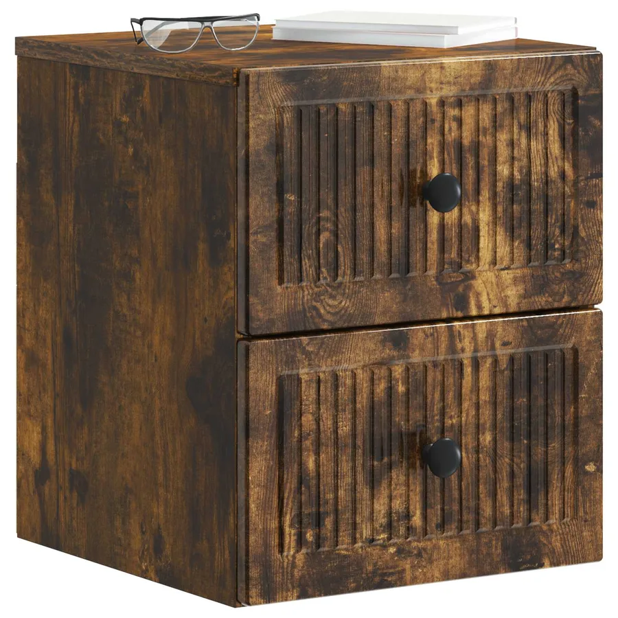 Cabinet de chevet mural 2 pcs Chêne fumé 33 x 34,5 x 40 cm - 3