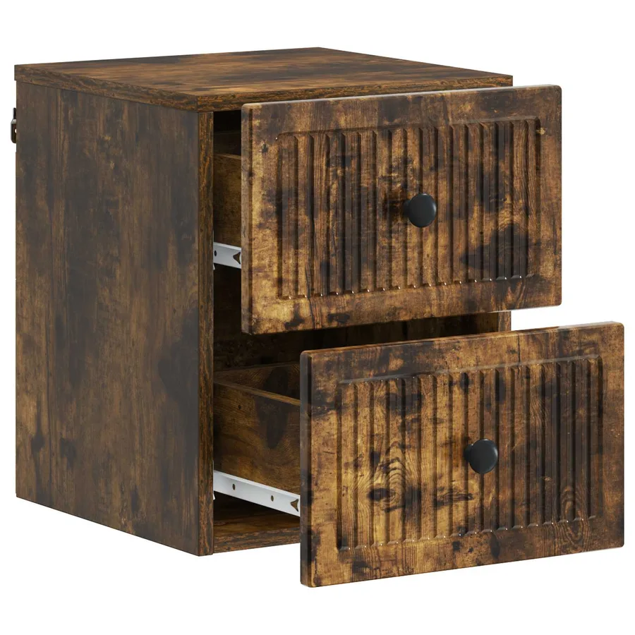 Cabinet de chevet mural 2 pcs Chêne fumé 33 x 34,5 x 40 cm - 6