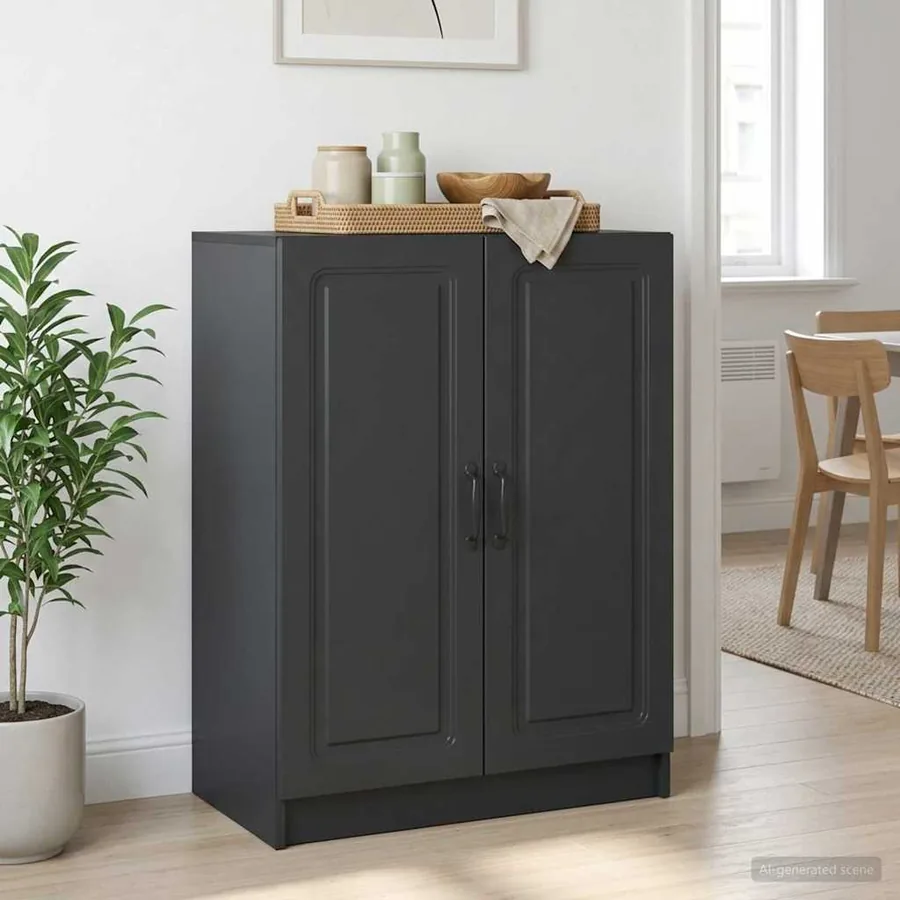 Buffet Noir 66 x 34,5 x 87 cm Bois d'ingénierie