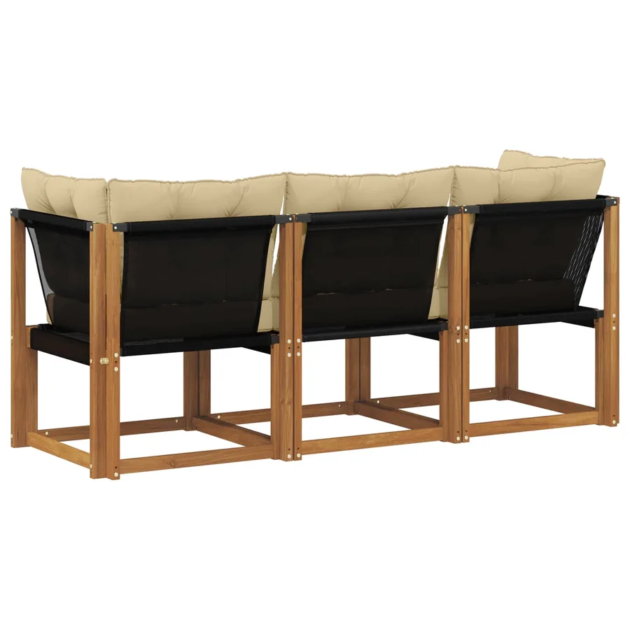 Canapé d’extérieur milieu et coin avec coussin 3 Pièce Naturel - 7