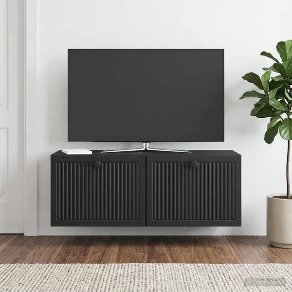 Meuble TV mural Noir 78,5 x 31 x 30 cm Bois d'ingénierie