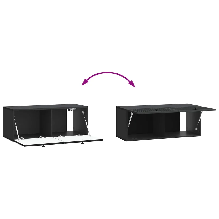 Meuble TV mural Noir 78,5 x 31 x 30 cm Bois d'ingénierie - 10