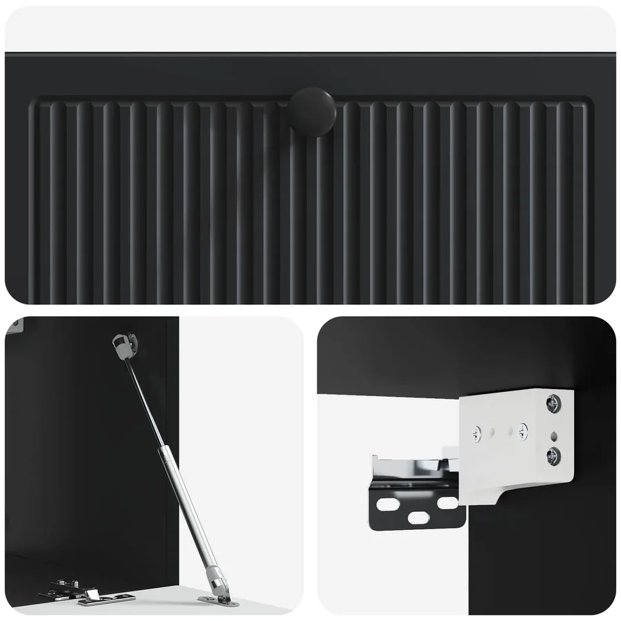 Meuble TV mural Noir 78,5 x 31 x 30 cm Bois d'ingénierie - 9