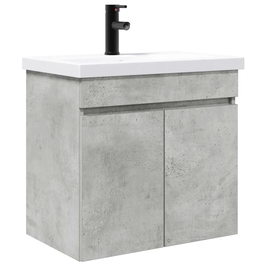 Meuble de salle de bain avec robinet Gris béton - 2